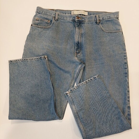Arizona Original Loose Straight Mens 42X32 100%  Cotton Denim Jeans rugged work - Picture 3 of 11